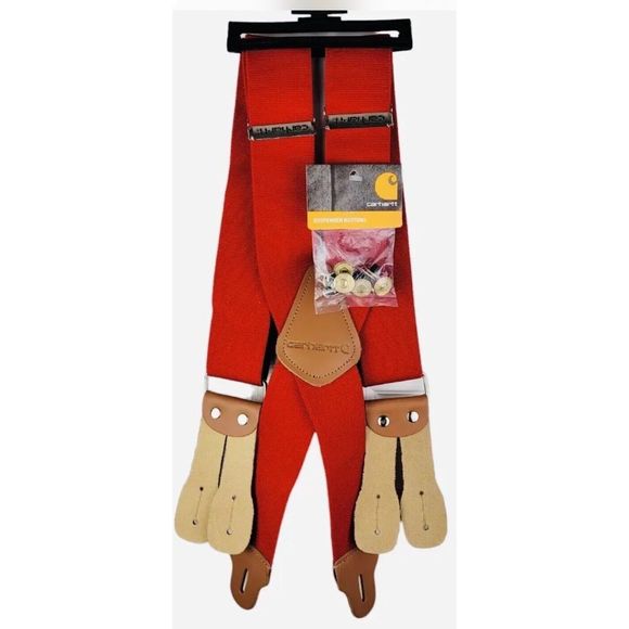 Carhartt Suspenders With Buttons 2” Red NEW - Picture 2 of 9